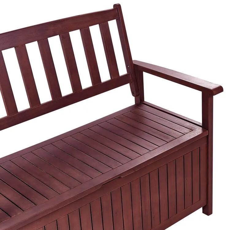 Záhradná lavička Sefu (mahagónové drevo + červená) (s úl. priestorom)). Vlastná spoľahlivá doprava až k Vám domov. 1075965