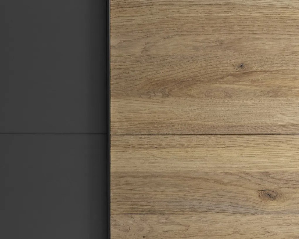 Šatníková skriňa Melton, 215 cm, grafit/dub mauvella
