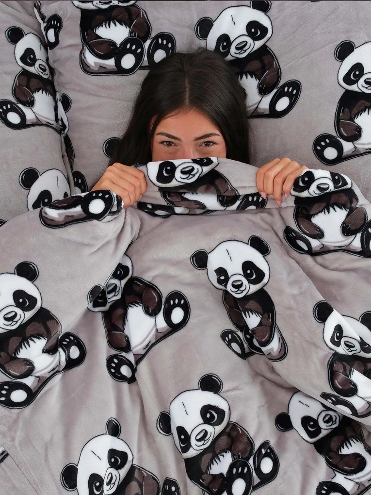 Obliečky mikroplyš Exclusive – Panda 140 × 200 cm, 70 x 90 cm