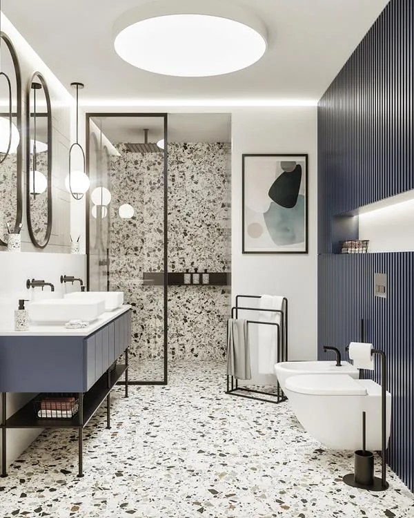 Erga Nero, voľne stojaci držiak na toaletný papier s WC kefou, čierna matná, ERG-08309