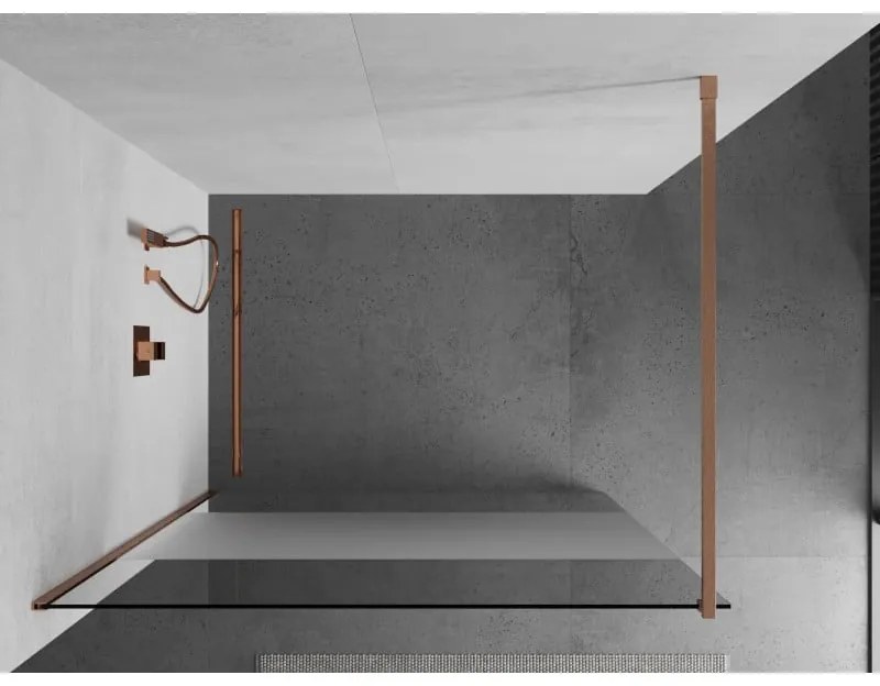 Mexen Kioto, sprchová zástena Walk-In 110 x 200 cm, 8mm číre sklo-námraza, medený matný profil, 800-110-101-65-35