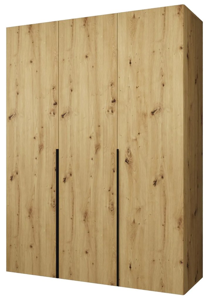 Šatníková skriňa 150 cm Alice 1 (dub artisan + čierna). Akcia -20%. Vlastná spoľahlivá doprava až k Vám domov. 1126102