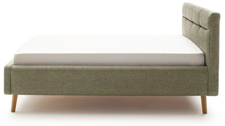Zelená čalúnená dvojlôžková posteľ s úložným priestorom s roštom 140x200 cm Lotte – Meise Möbel