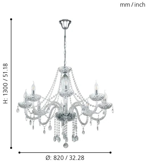 Eglo 39101 - Luster BASILANO 1 8xE14/40W/230V