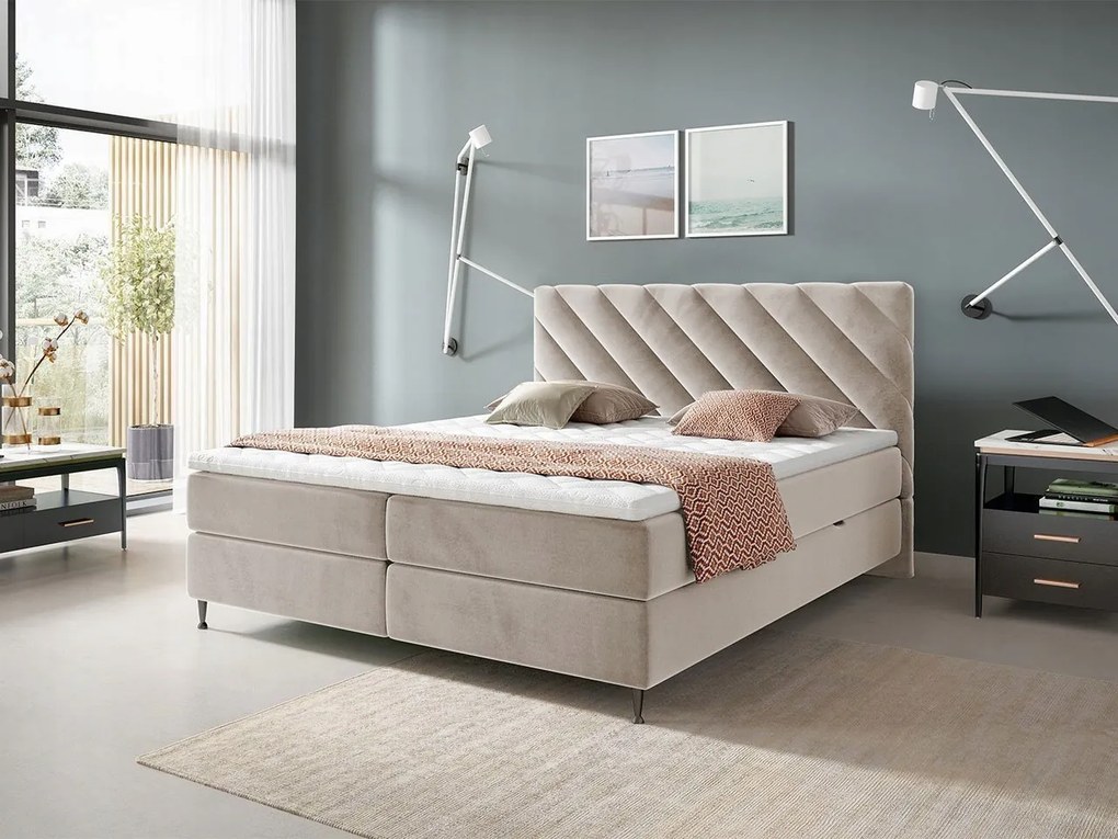 Manželská posteľ 180 cm Metio (svetlobéžová)