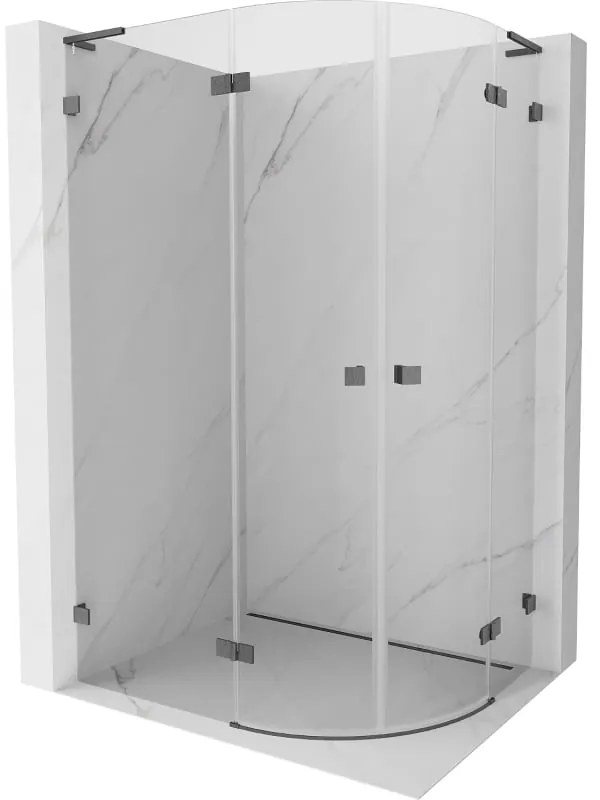 Mexen Lunar, L polkruhový sprchový kút naklápací doľava 100 x 80 cm, 8mm číre sklo, profil grafit brúsený, 833L-100L-080P-66-00