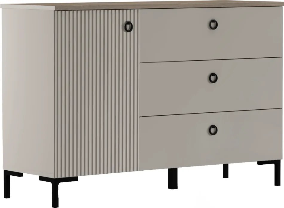 Komoda, sivohnedá Taupe/dub silverjack, DOMCA 1D3S