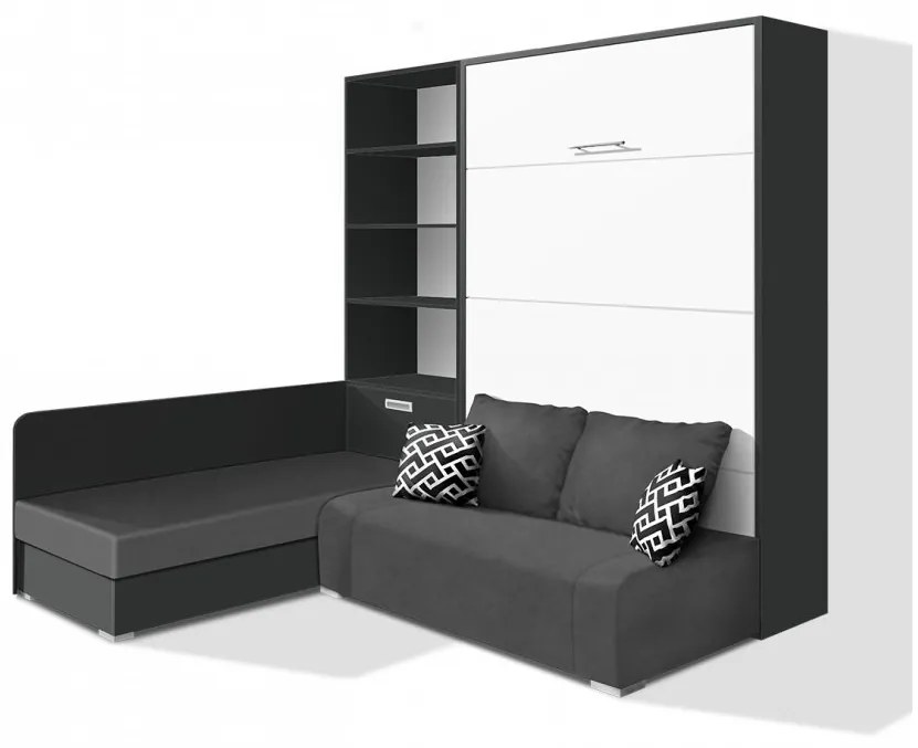 Nabytekmorava Sklápacia posteľ s pohovkou VS 21075 - 200x120 cm farba pohovky: Krémová, Typ farebného prevedenia: Dub sonoma tmavý / dvere dub sonoma tmavý