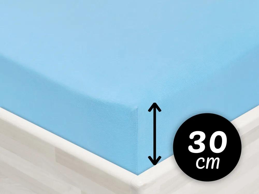 Jersey napínacie prestieradlo na vysoký matrac JR-017 Azúrovo modré 100 x 200 - výška 30 cm