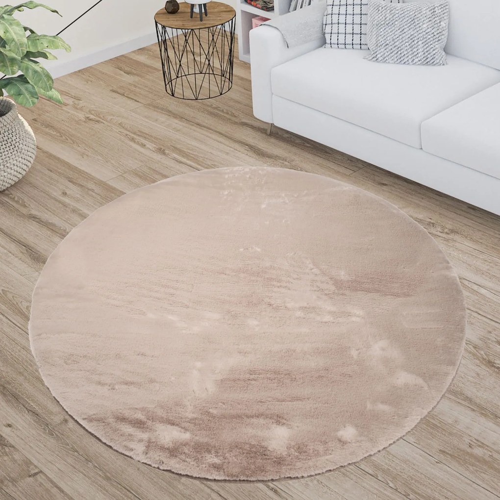 Dekorstudio Okrúhly kožušinový koberec TOPIA - sivobéžový Priemer koberca: 120cm