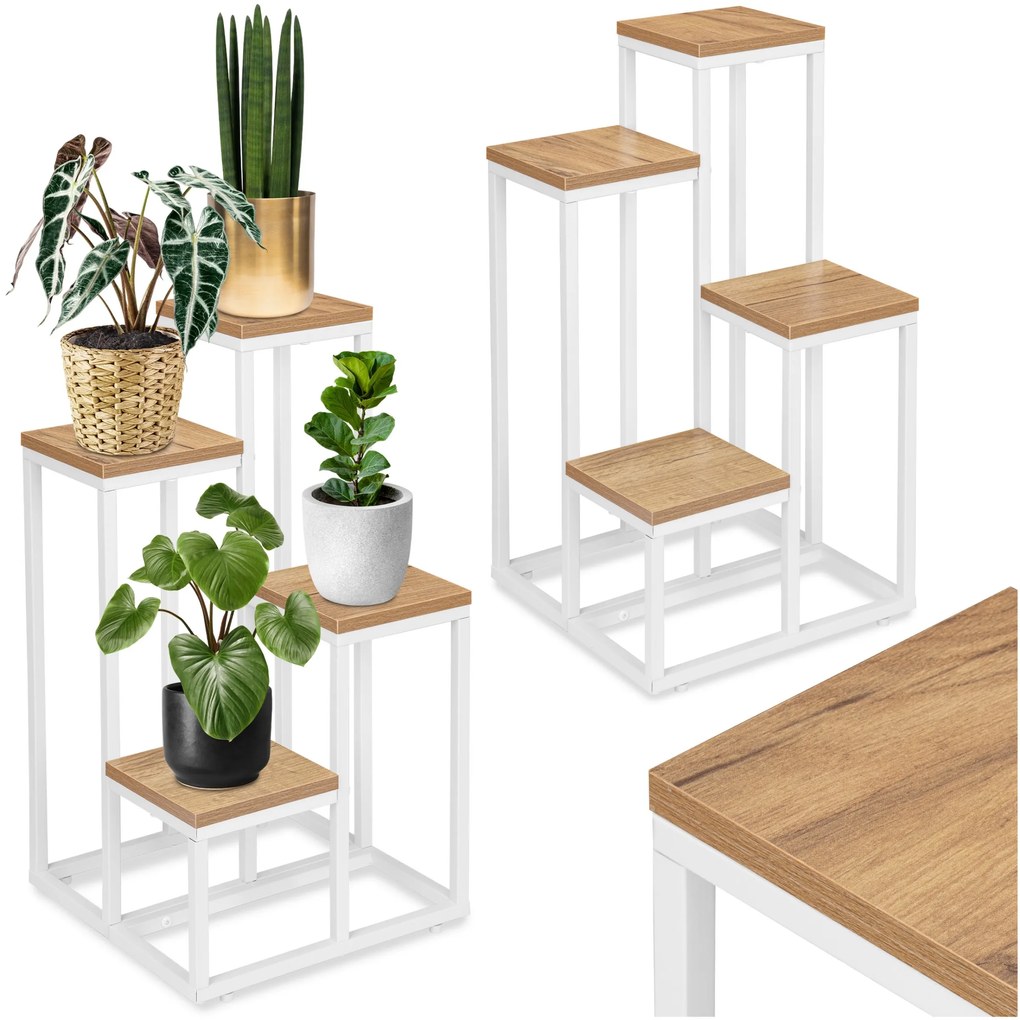 Kvetinový stojan Mogren biely/dub craft