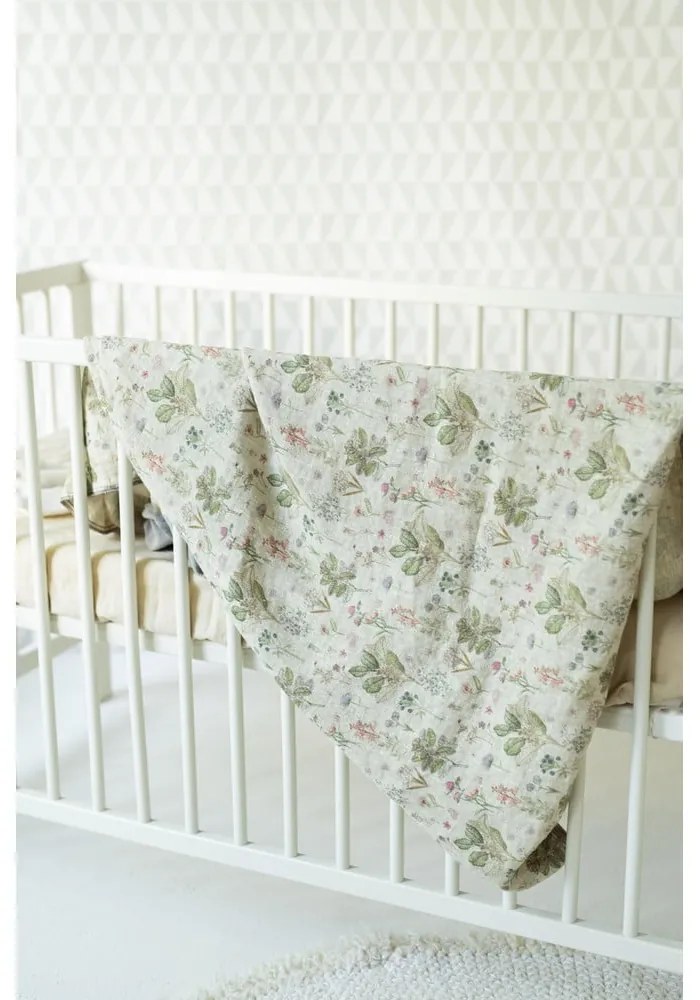 Detské béžové ľanové obliečky Linen Tales Botany, 140 x 200 cm