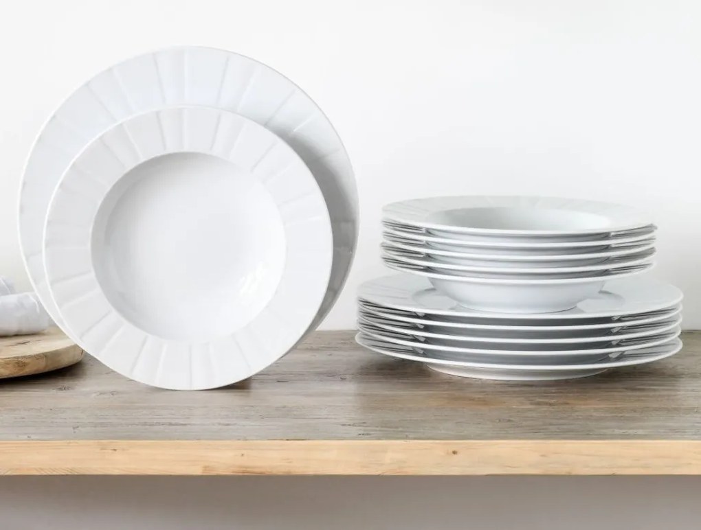 Jedálenský servis (12 dielov) Barcelona, biely