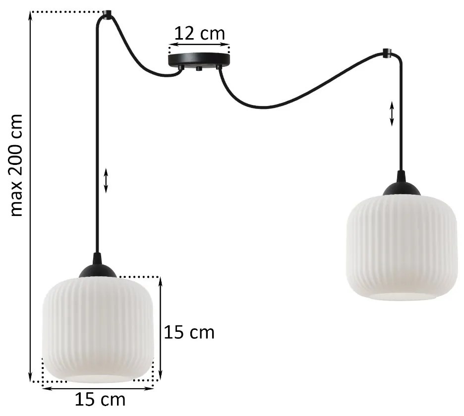 Závesné svietidlo Riffle Spider, 2x biele sklenené tienidlo, b