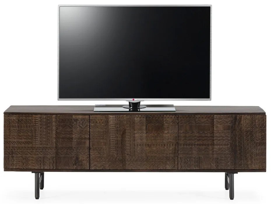 Tmavohnedý TV stolík z mangového dreva 145x48x40 cm Kalai – MOME