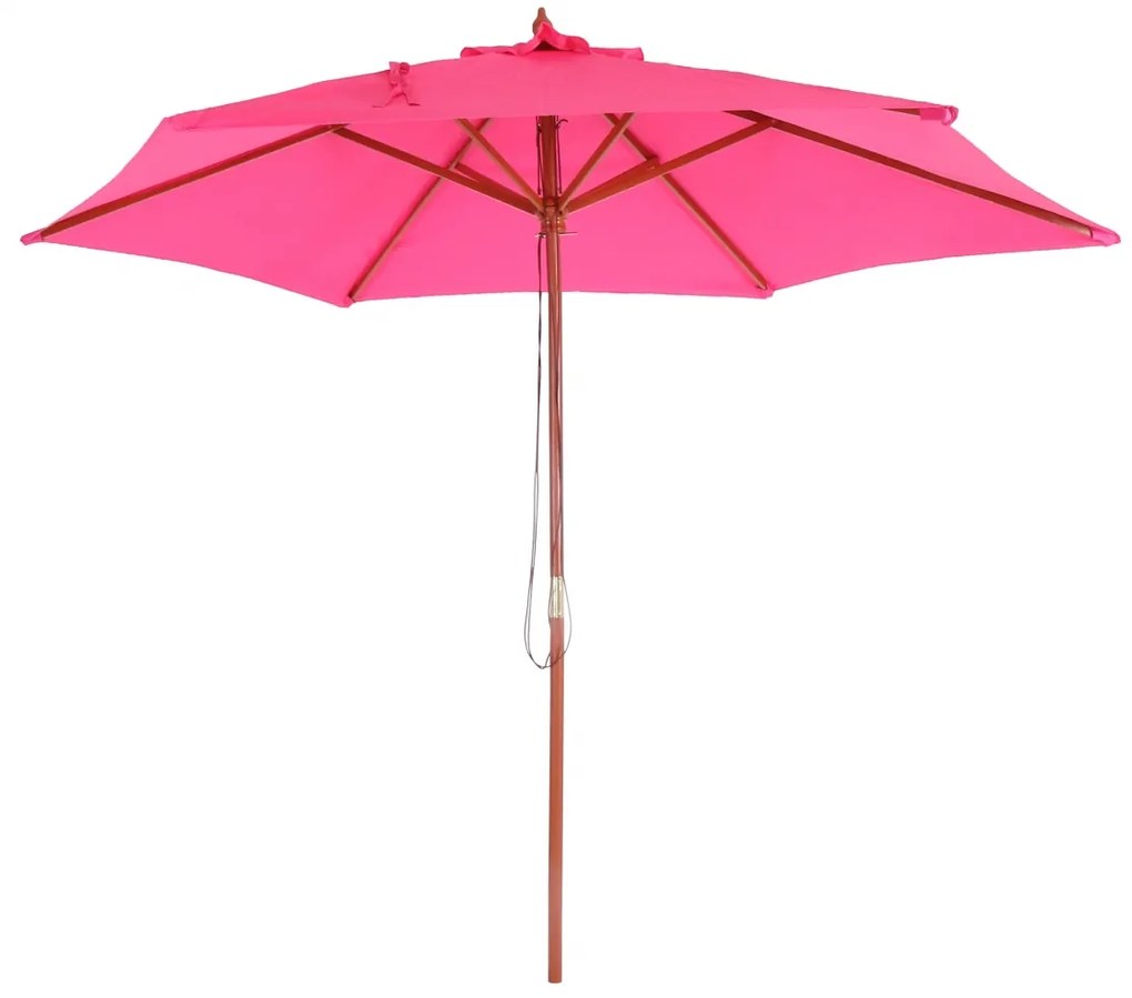 Slnečník Florida Ø 3m - polyester/drevo - ružová