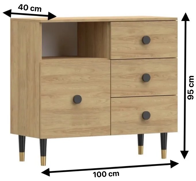 Komoda 4S LUX 100 cm dub Hickory