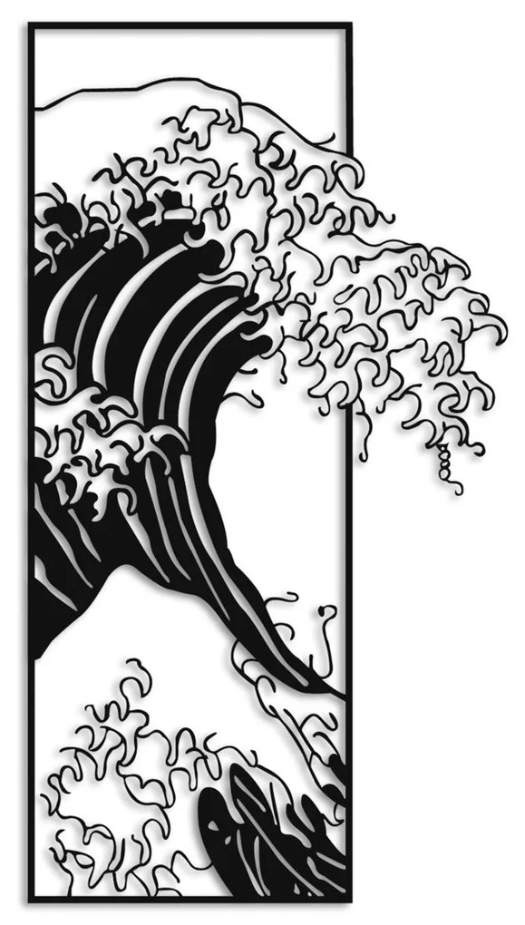 Nástěnná kovová dekorace Waves 3 černá