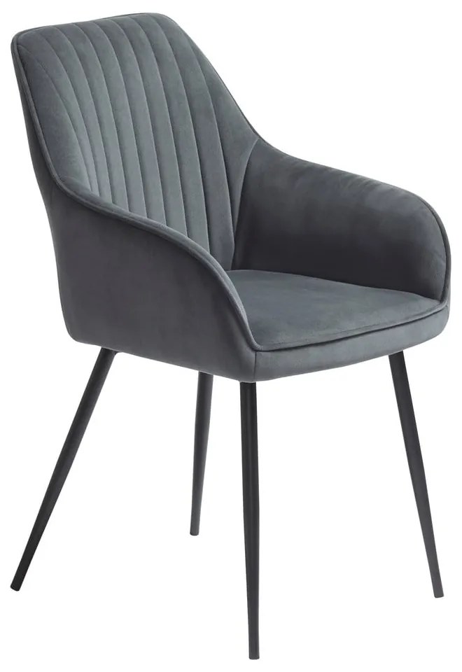 Sivé čalúnené jedálenské kreslá v súprave s podrúčkami 2 ks Nolan Stripe – Unique Furniture