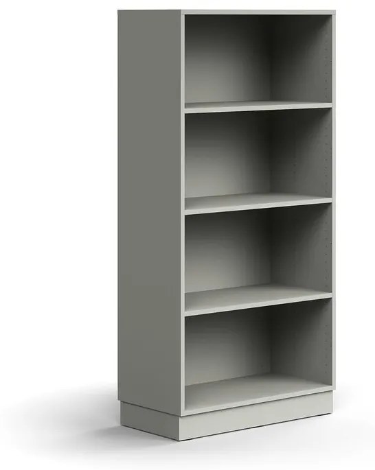 Knižnica QBUS, 3 police, so soklom, 1636x800x400 mm, svetlošedá