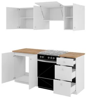 Kuchyňa Naseso 180 I, Osvetlenie: bez osvetlenia, Farby: biela / biela + dub artisan