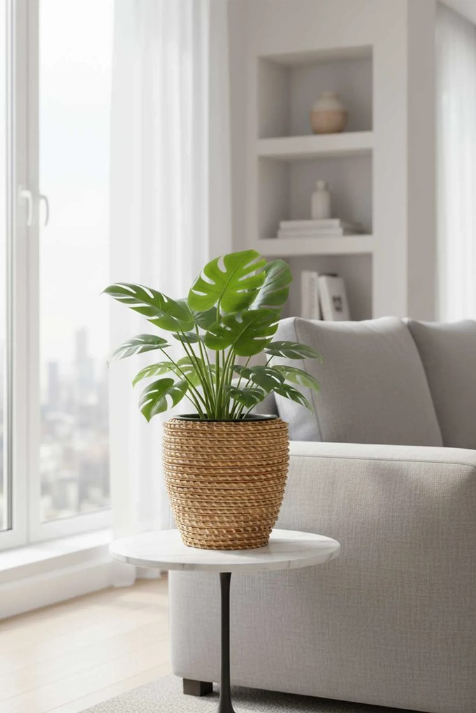 Interiérový kvetináč MASTELLO, ratan, 24x24 cm, natur