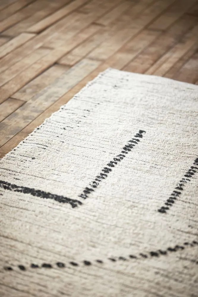 Béžový ručne tkaný bavlnený koberec so vzorom Woven - 200*300 cm