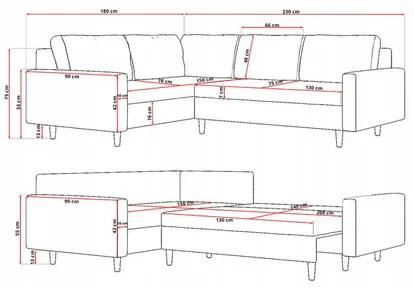 Rohová rozkladacia sedacia súprava ETNA II  MODEL 2 Ľavá Čierna