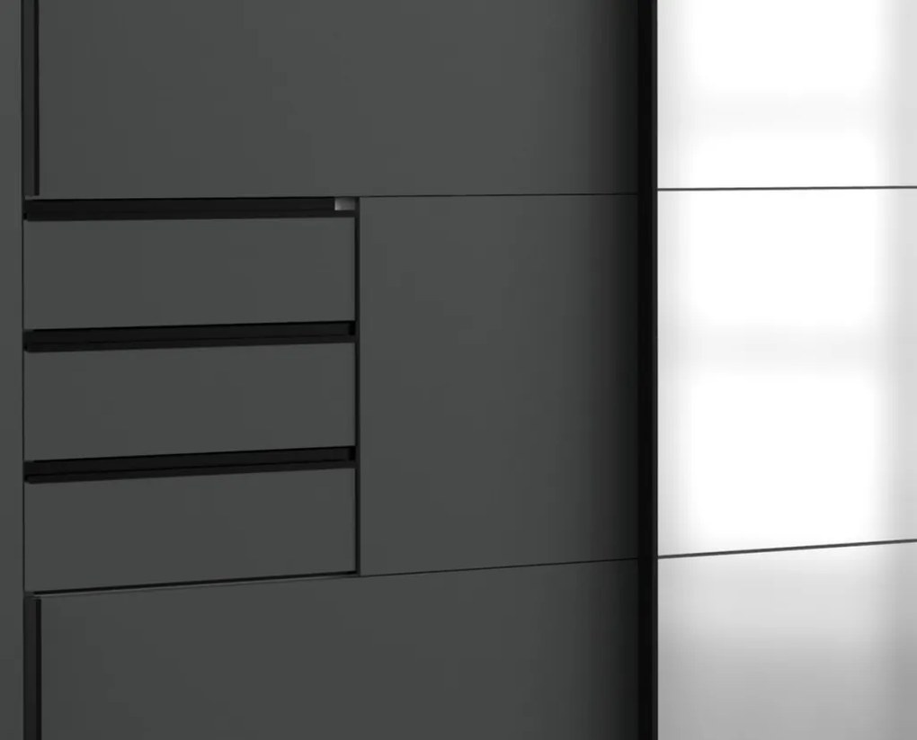 Šatníková skriňa so zrkadlom Saigon 270 cm, grafit