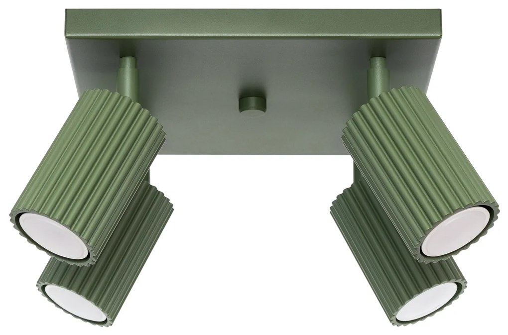 Stropné svietidlo Karbon, 4x olivovo zelené kovové tienidlo, (možnosť polohovania)