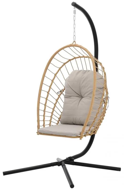 GARDEN LINE Skladacie závesné kreslo Eris Brown so sivým vankúšom FAT0923