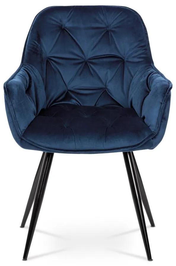 Autronic -  Jedálenská stolička DCH-421 BLUE4, modrá zamatová látka