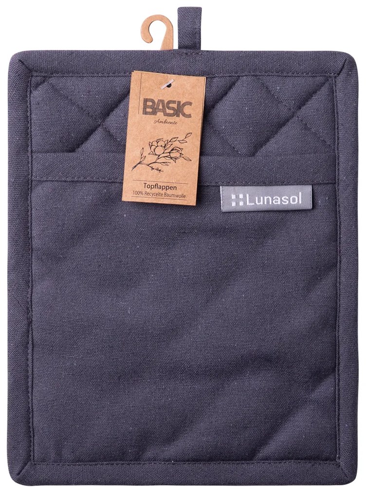 Oceľová sivá bavlnená chňapka 19 x 24 cm – Basic Ambiente - 596408