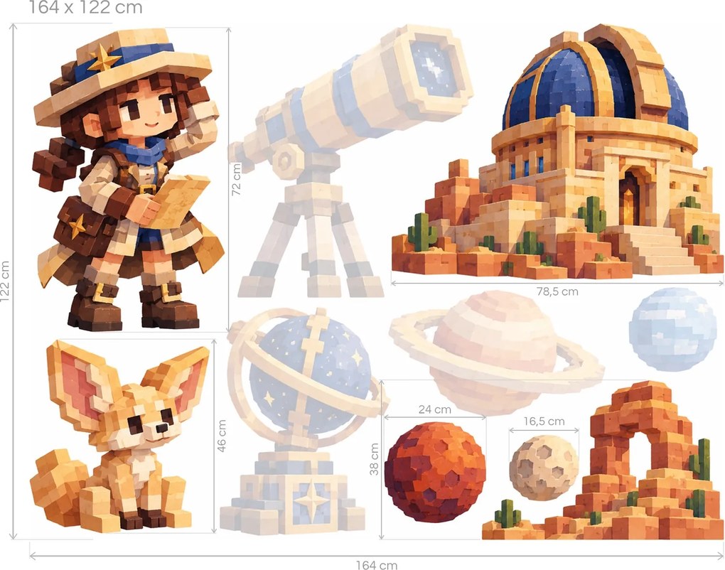 Minecraft Astronomka a fenek v poušti arch 46 x 34 cm