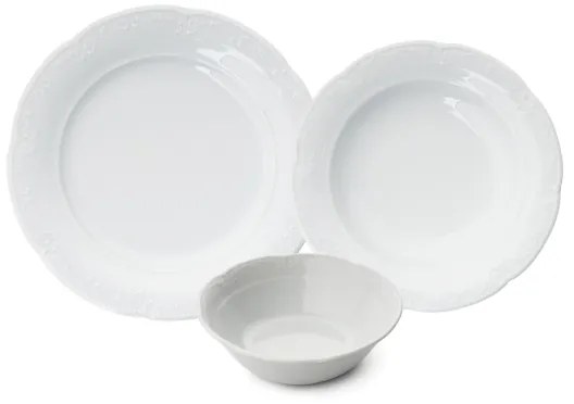 18-dielna jedálenská súprava, biela, porcelánová