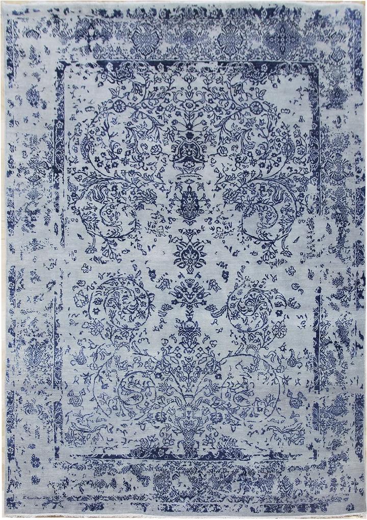 Diamond Carpets koberce Ručně vázaný kusový koberec Diamond DC-JK ROUND Silver/peacock blue - 365x550 cm
