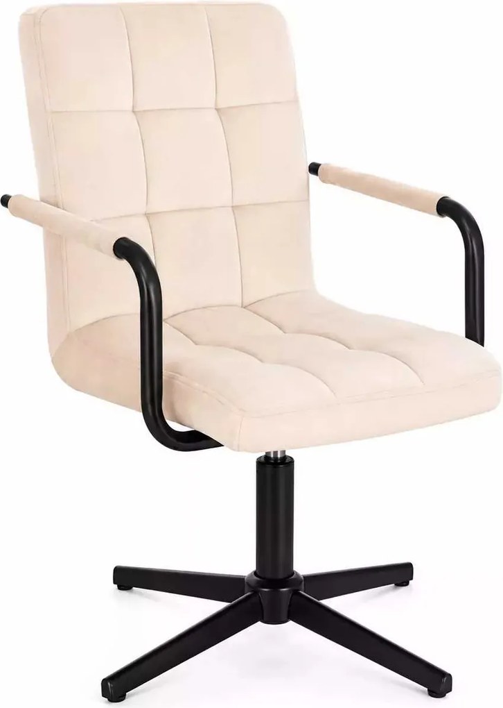 LuxuryForm DESIGN Otočná stolička VERONA BLACK VELUR na čiernom kríži - krémová