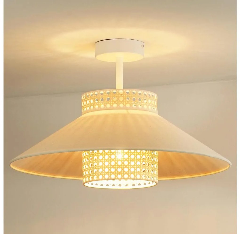 Duolla - Prisadený luster RIO RATTAN 1xE27/15W/230V pr. 45 cm béžová/ratan