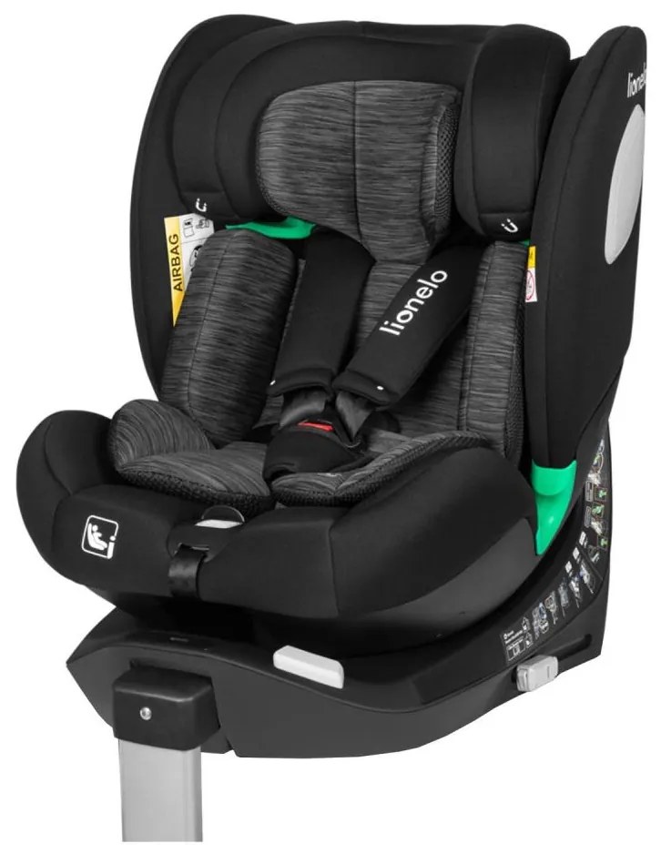 Lionelo - Otočná autosedačka s bázou BRAAM i-Size 40-150 cm Čierny karbón