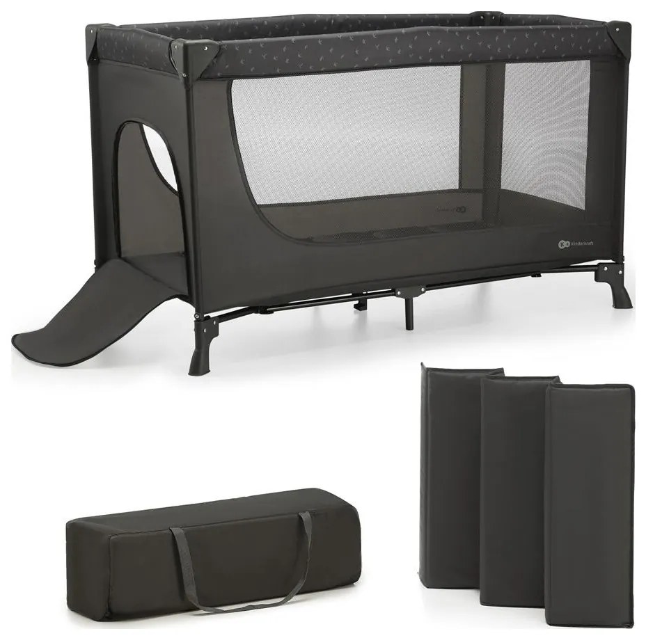 KINDERKRAFT - Cestovná postieľka JOY šedá