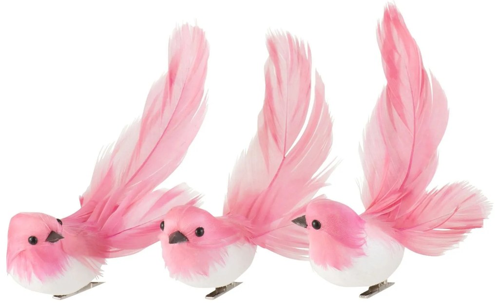 3ks tmavo ružový pierkové vtáčik s klipom - 4 * 5 * 14 cm