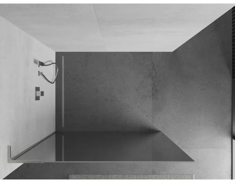 Mexen Kioto L, sprchová zástena Walk-In 90 x 200 cm, 8mm sklo vzor zrkadlo, brúsená oceľ profil, 800-090-103-97-50