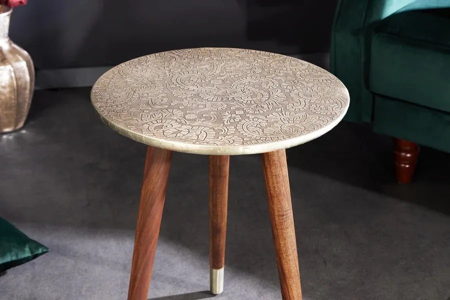 Dizajnový odkladací stolík Hadelinde 50 cm antik strieborný