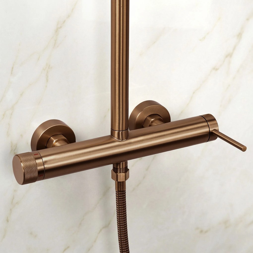 Rea Clif, sprchový set s ručnou a hlavovou sprchou, medená matná, REA-P3914