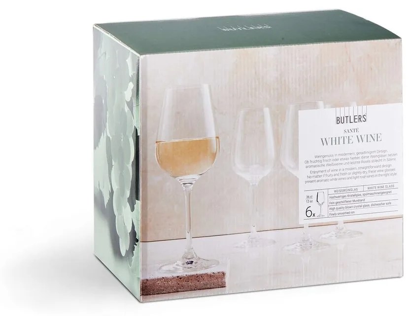 Butlers SANTÉ Sada pohárov na biele víno 360 ml 6 ks