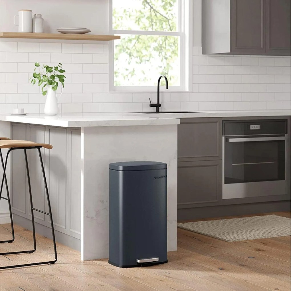 Kuchynský odpadkový kôš, pedálový, 30L, dymovo šedý