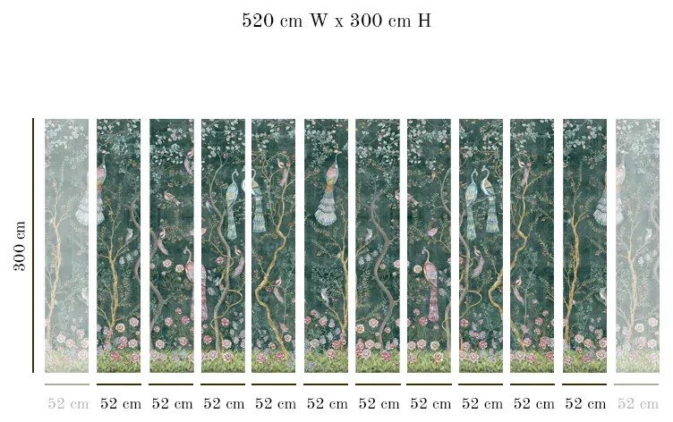 VLADILA  Peacock Chinoiserie In Emerald - tapeta