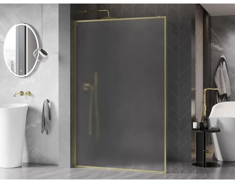 Mexen Kioto-F, sprchová zástena s rámom 110 x 202 cm, 8 mm sklo námraza, zlatý matný profil, 800-110-104-55-30