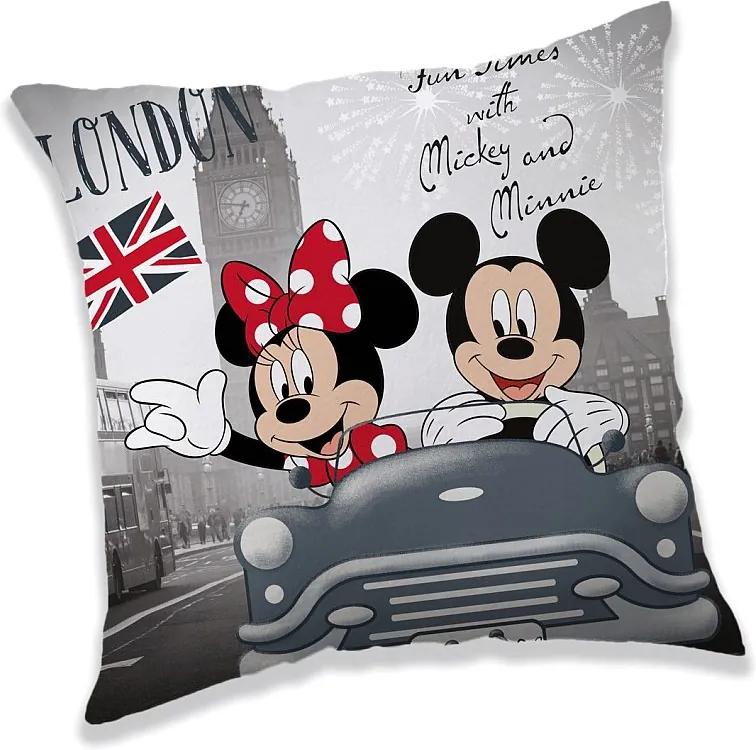JERRY FABRICS Vankúšik Mickey a Minnie v Londýne Polyester 40/40 cm