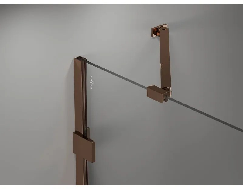 Mexen Lunar-F, ľavé sklápacie sprchové dvere 150 cm, 8mm číre sklo, ružové zlato profil, 836S-150-050-60-00-L